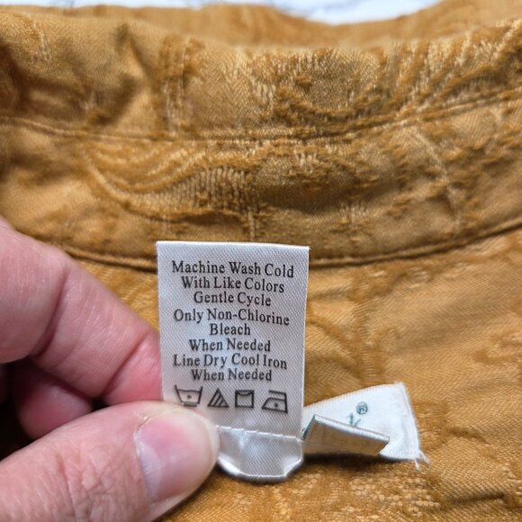 Coldwater Creek Large Petit Golden Tan Textured Paisley Button Up Fall Jacket - Picture 12 of 12